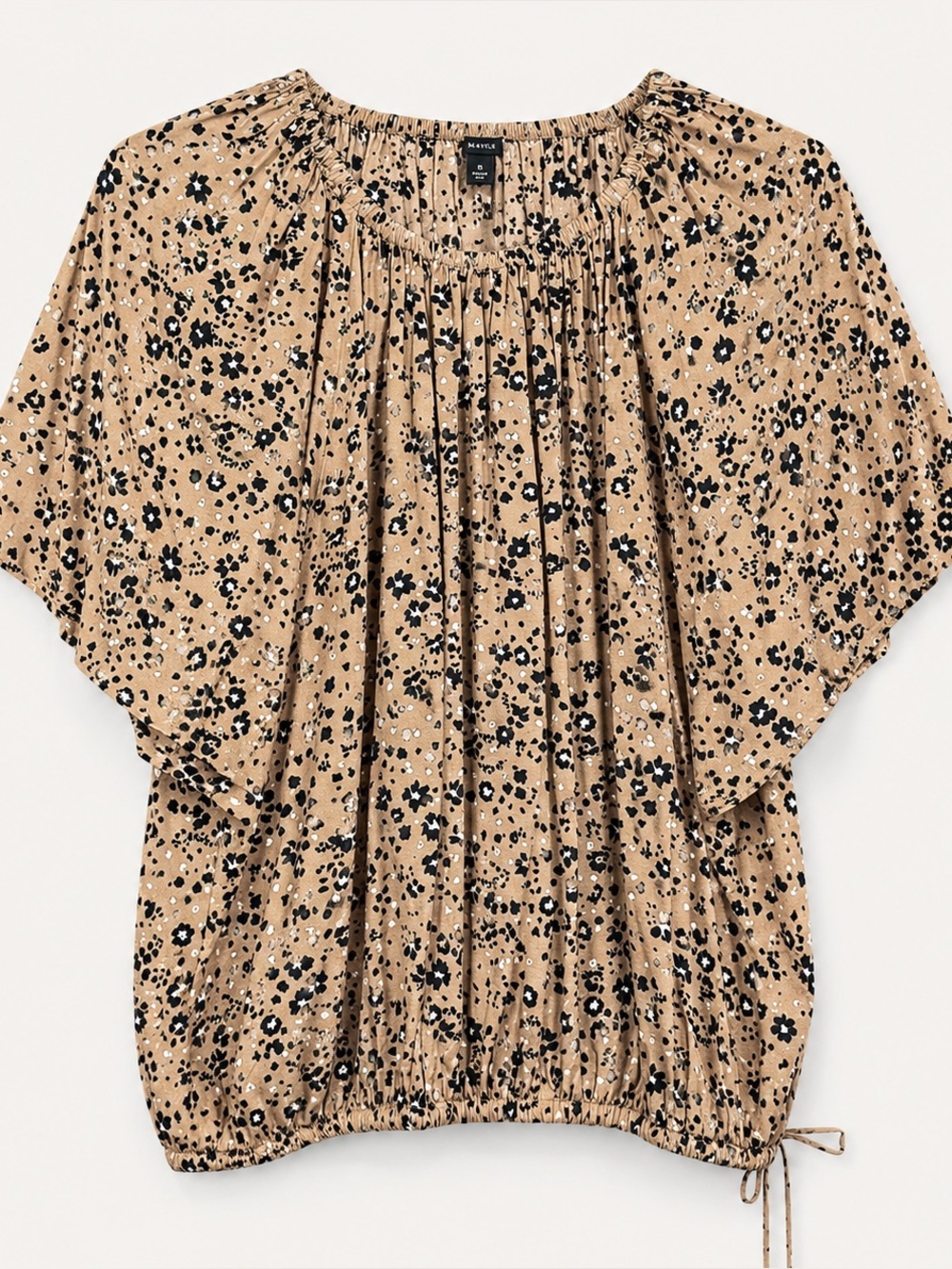 Ann Taylor Tan Floral Peasant Blouse